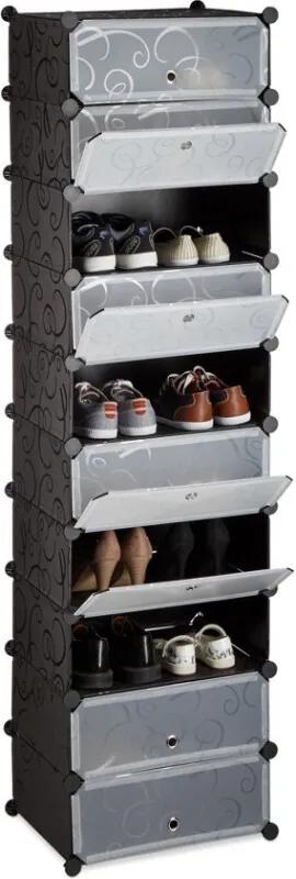 Schoenenrek 10 etages - grote schoenenkast - klikverbinding - ruimtebesparend zwart