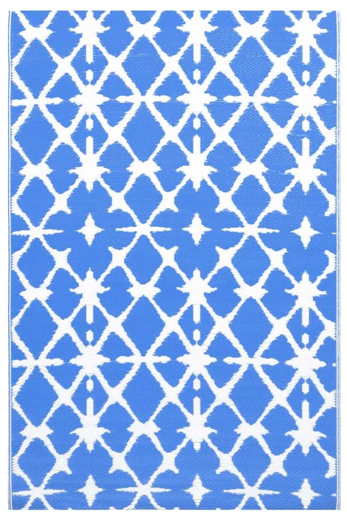 vidaXL Buitenkleed 120x180 cm PP blauw en wit