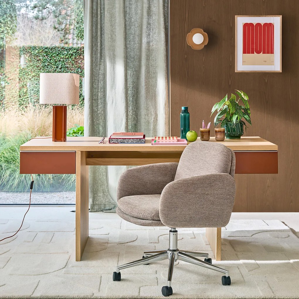 XL bureau in eikenfineer, 2 gelakte laden, SIEM