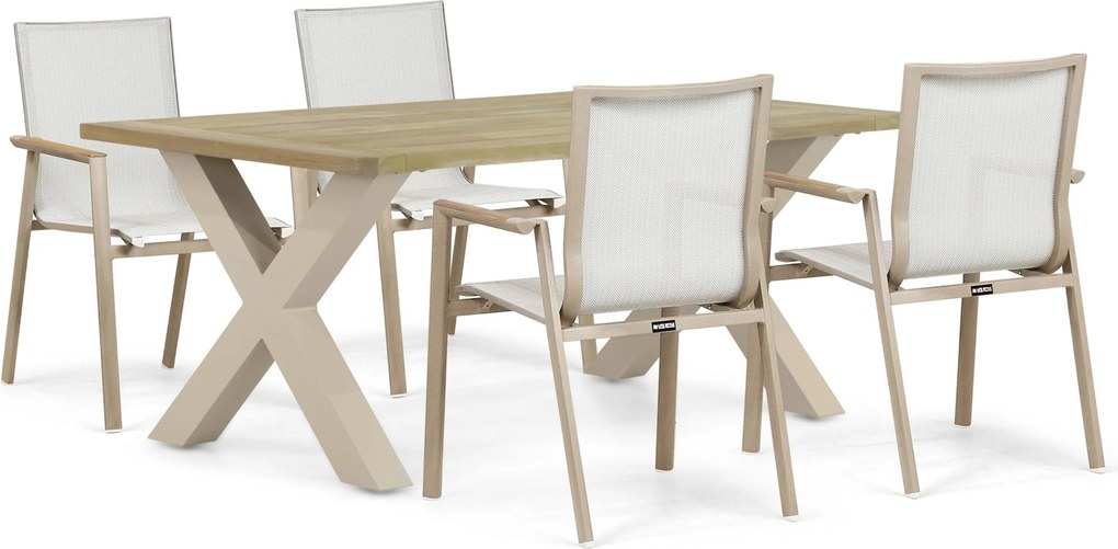 Tuinset 4 personen 180 cm Aluminium Zand/Beige Lifestyle Garden Furniture Fiora/Cardiff