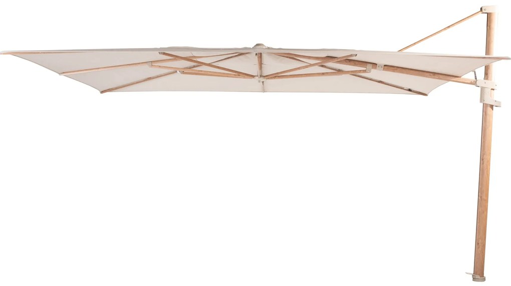 4 Seasons Finca zweefparasol 4x3 m - Zand/Houtlook met Finca voet en hoes