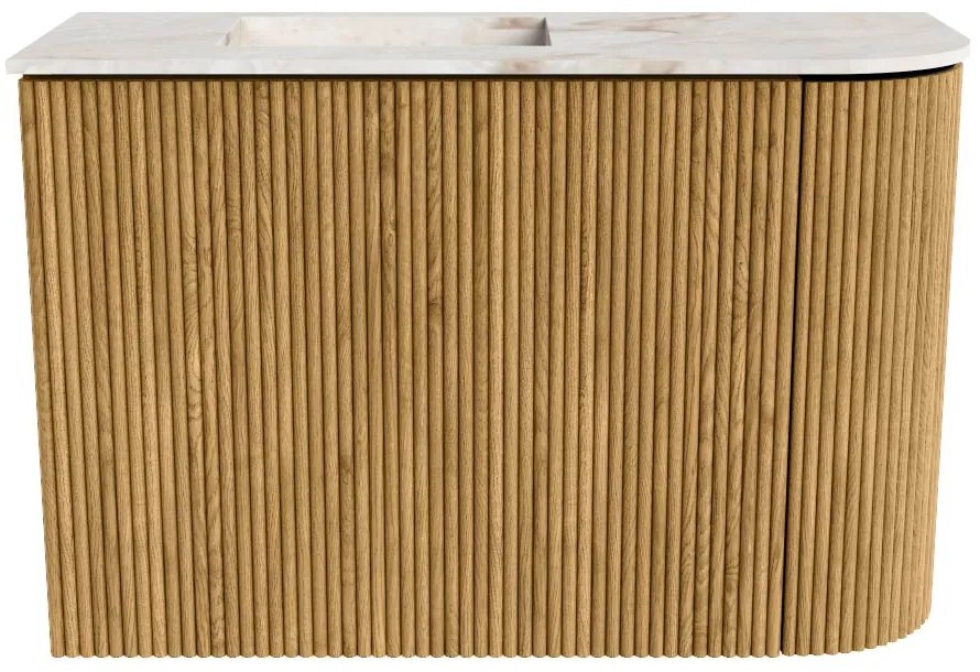 Mondiaz Joya DLux 60cm toiletmeubel ronding rechts oak met wastafel faye links zonder kraangat frappe