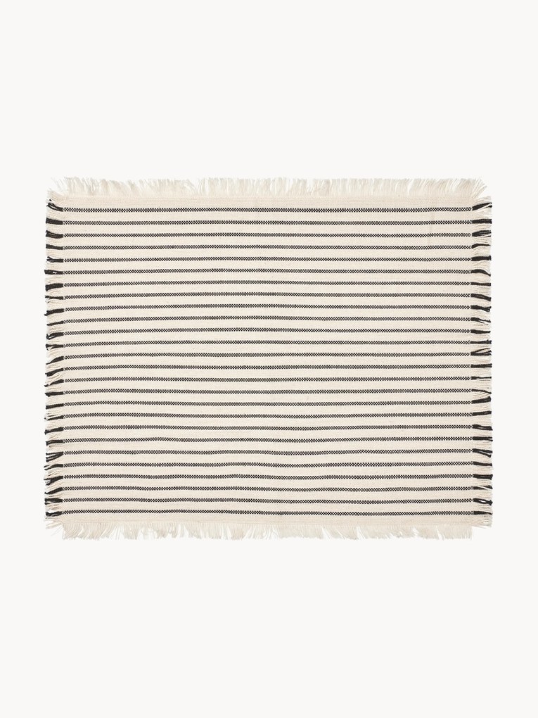 Katoenen placemats Elouise met franjes, 2 stuks
