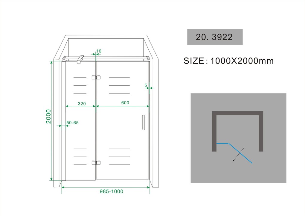 Mueller Swipe 2-delige douchedeur 100x200cm Anti-kalk