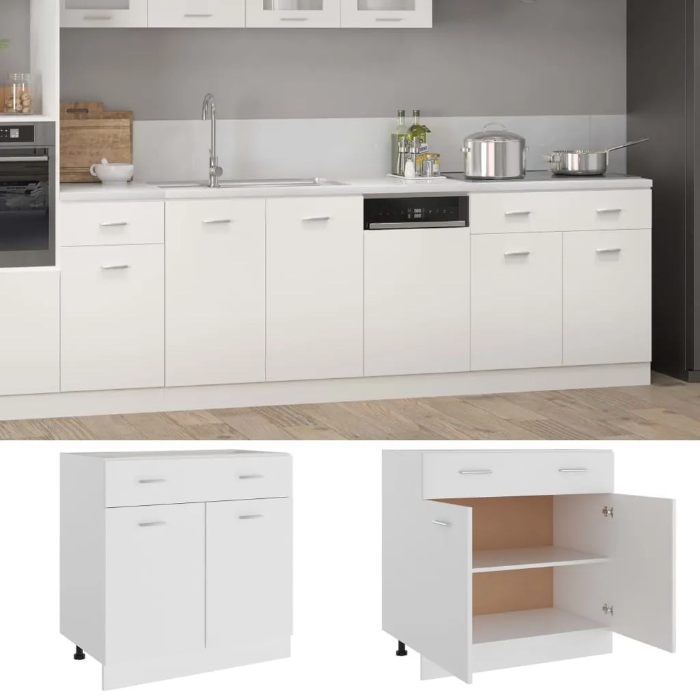 vidaXL Onderkast met lade Lyon 80x46x81,5 cm bewerkt hout wit