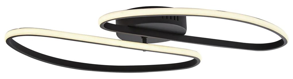 Design plafondlamp mat zwart 65 cm 3-staps dimbaar 2-lichts - Pepe