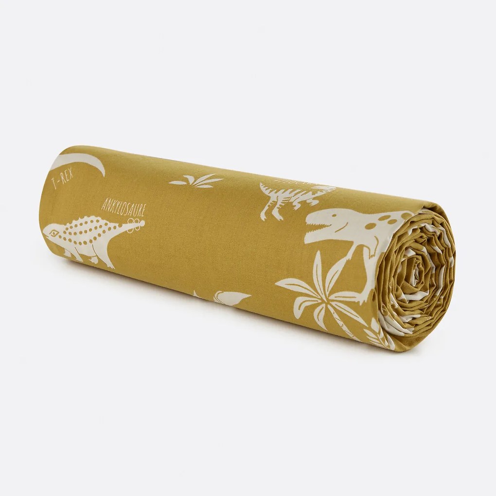 Hoeslaken voor kinderen, biologisch katoen, kap van 25 cm, dinosaurusprint, ALNIS