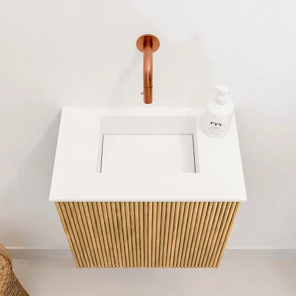 Mondiaz Joya 40cm toiletmeubel oak met wastafel faye midden zonder kraangat talc