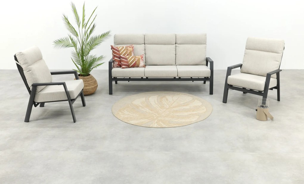 Lagos verstelbare 5-zits stoel-bank loungeset - Antraciet