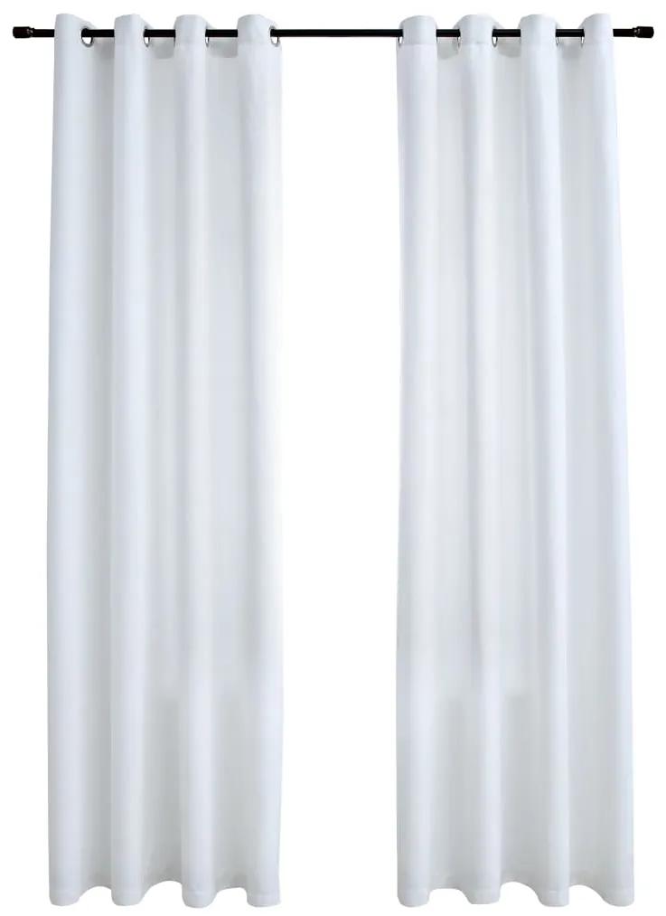 vidaXL Gordijnen verduisterend met ringen 2 st 140x225 cm gebroken wit