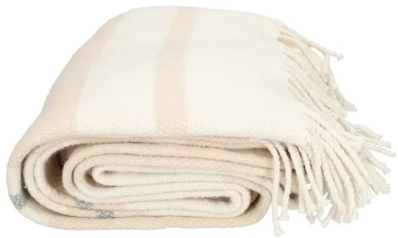 Plaid, wol/katoen, off white, 127 x 178 cm