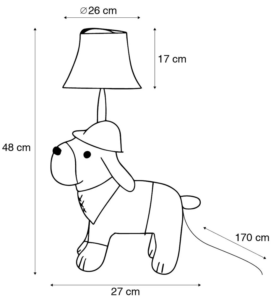 LED Kinder tafellamp jachthond bruin - Spike Kinderlamp Binnenverlichting Lamp