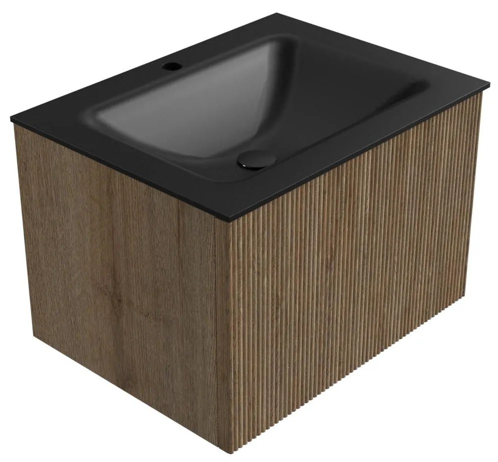 Mondiaz Kurve 60cm badmeubel dusk met 1 lade en wastafel cloud midden 1 kraangat urban