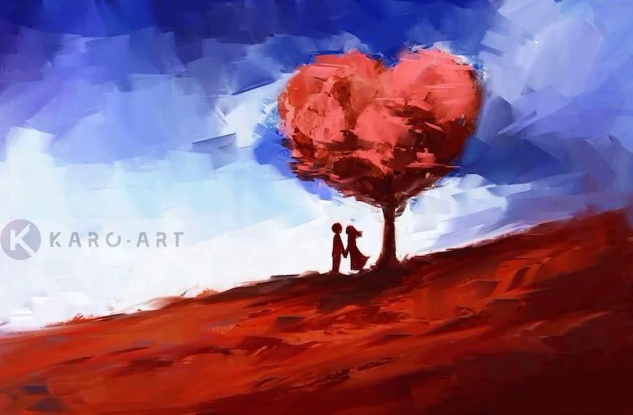 Schilderij - Echte liefde in het rood en blauw