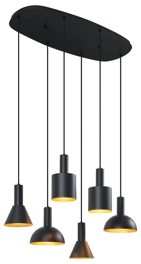 Moderne hanglamp zwart 6-lichts - Biles