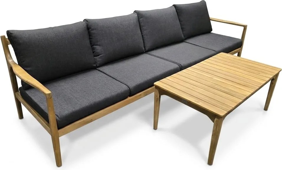 Showroommodel Manchester 4-zitsbank + lounge tafel acacia zwart