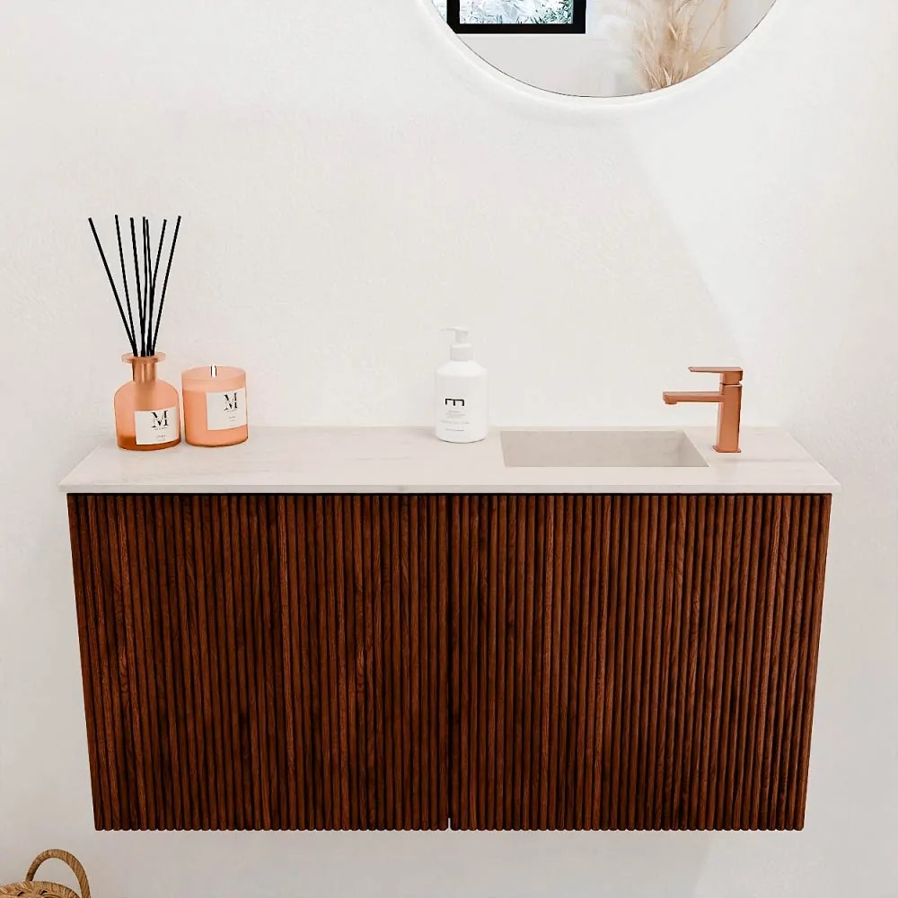 Mondiaz Joya DLux 80cm toiletmeubel ruby met wastafel faye rechts 1 kraangat meli