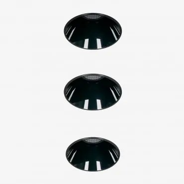 Pack Van 3 Inbouw Led Downlights Zonder Rand, Trimless, Rond Ø6,8 Cm In Aluminium Luisiana Warm Wit 2700k & Zwart & 38º & 11 W - Sklum