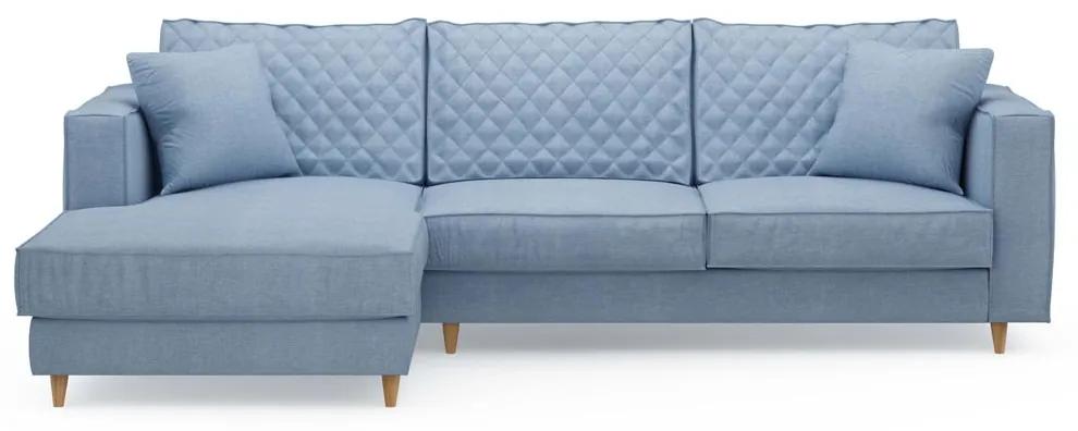 Rivièra Maison - Kendall Sofa With Chaise Longue Left, washed cotton, ice blue - Kleur: bruin