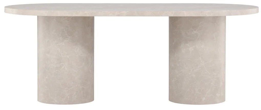 Ovale Eettafel Met Dikke Beige Poten - 200 X 100cm.