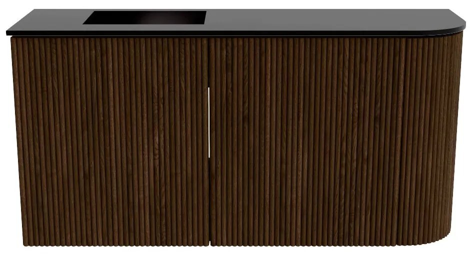 Mondiaz Joya 80cm toiletmeubel ronding rechts walnut met wastafel faye links zonder kraangat urban