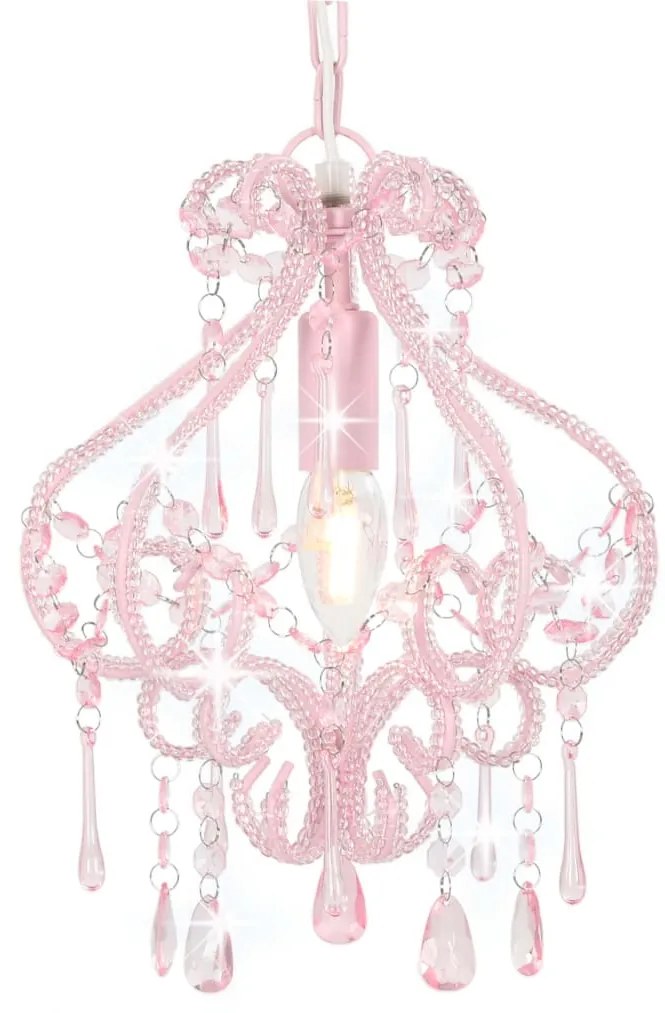 vidaXL Plafondlamp met kralen rond E14 roze