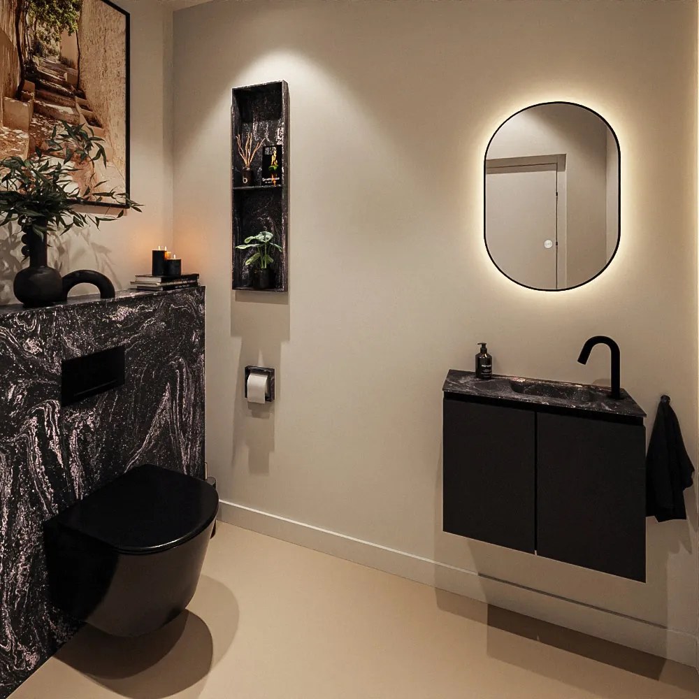 Mondiaz Ture DLux toiletmeubel 60cm urban met wastafel lava rechts met kraangat