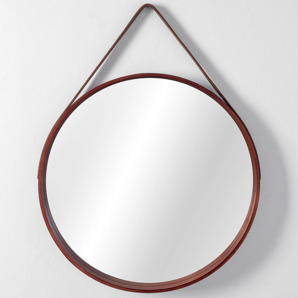 Ronde houten spiegel op de LOFT D.Brown bar 50 cm