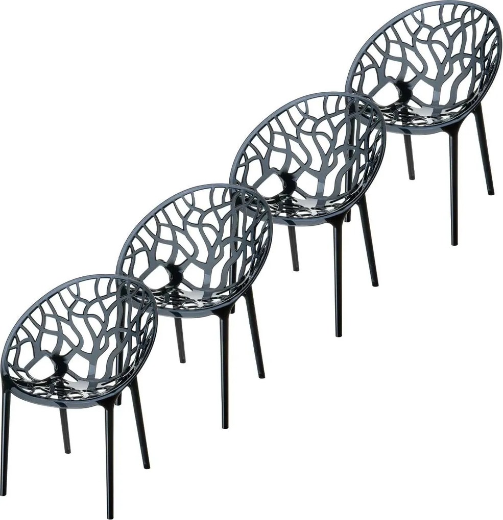 Garden Impressions Crystal tuinstoel zwart - 4 stuks