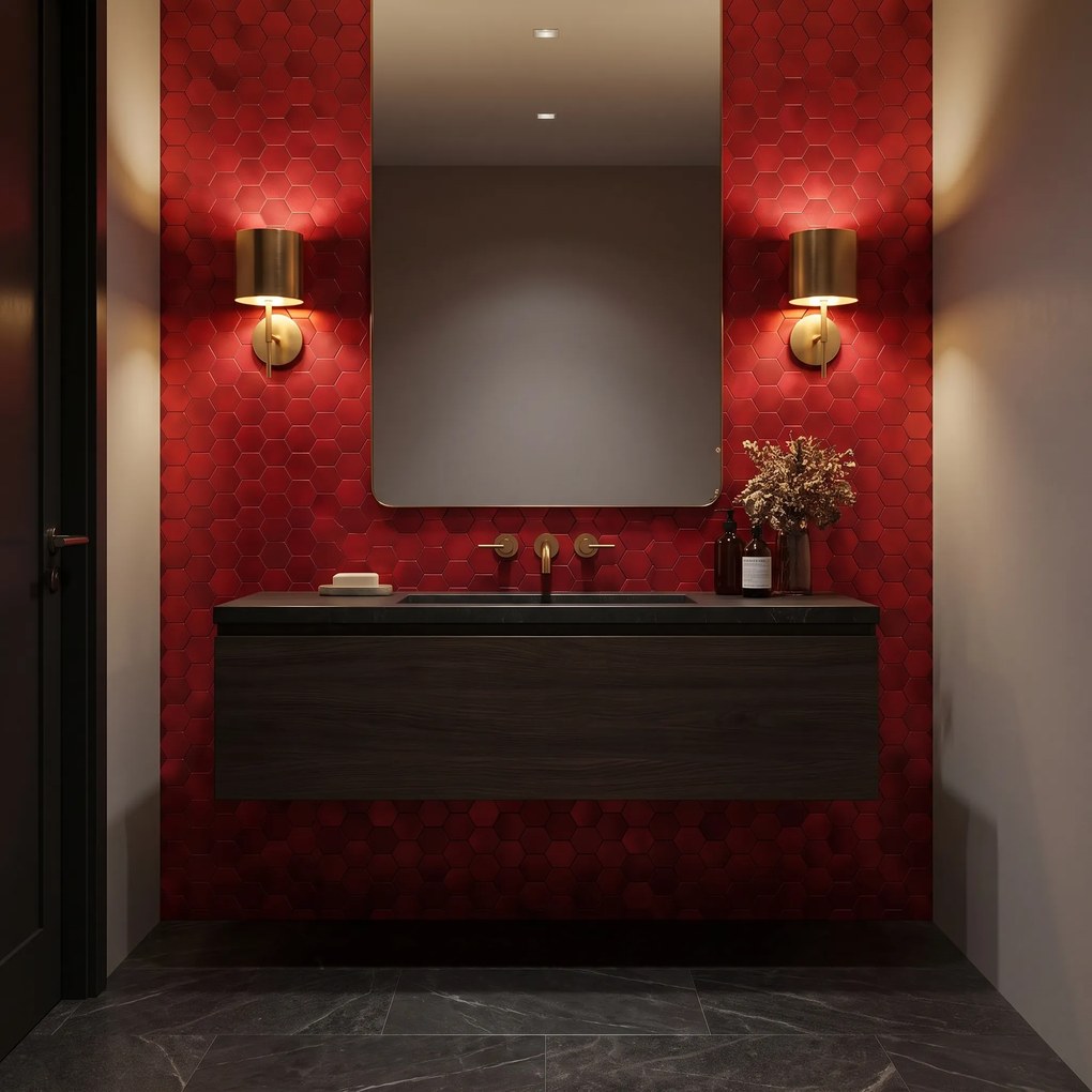 Zelfklevende Mozaïektegels Metaal | Hexagon Rood | 28,8×29,2 cm | Keuken, Bad & WC