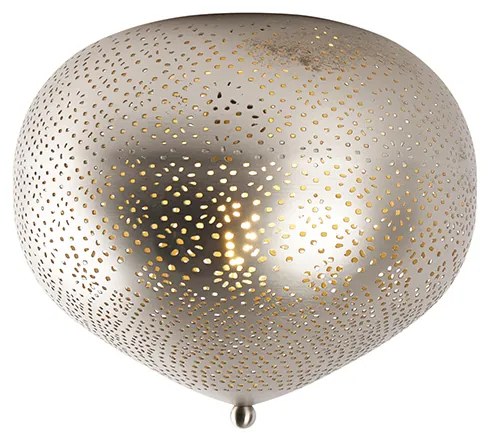 Oosterse plafondlamp staal met lichteffect - Sinbad