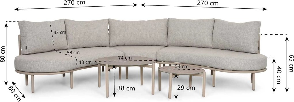 Loungeset tuin 5 personen Aluminium Zand/Beige Lifestyle Garden Furniture Perla