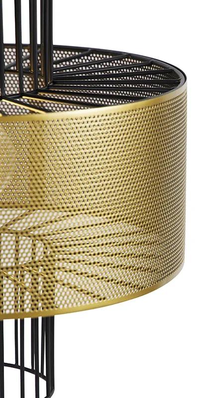 Design hanglamp goud met zwart 30 cm - Tess Design E27 cilinder / rond rond Binnenverlichting Lamp