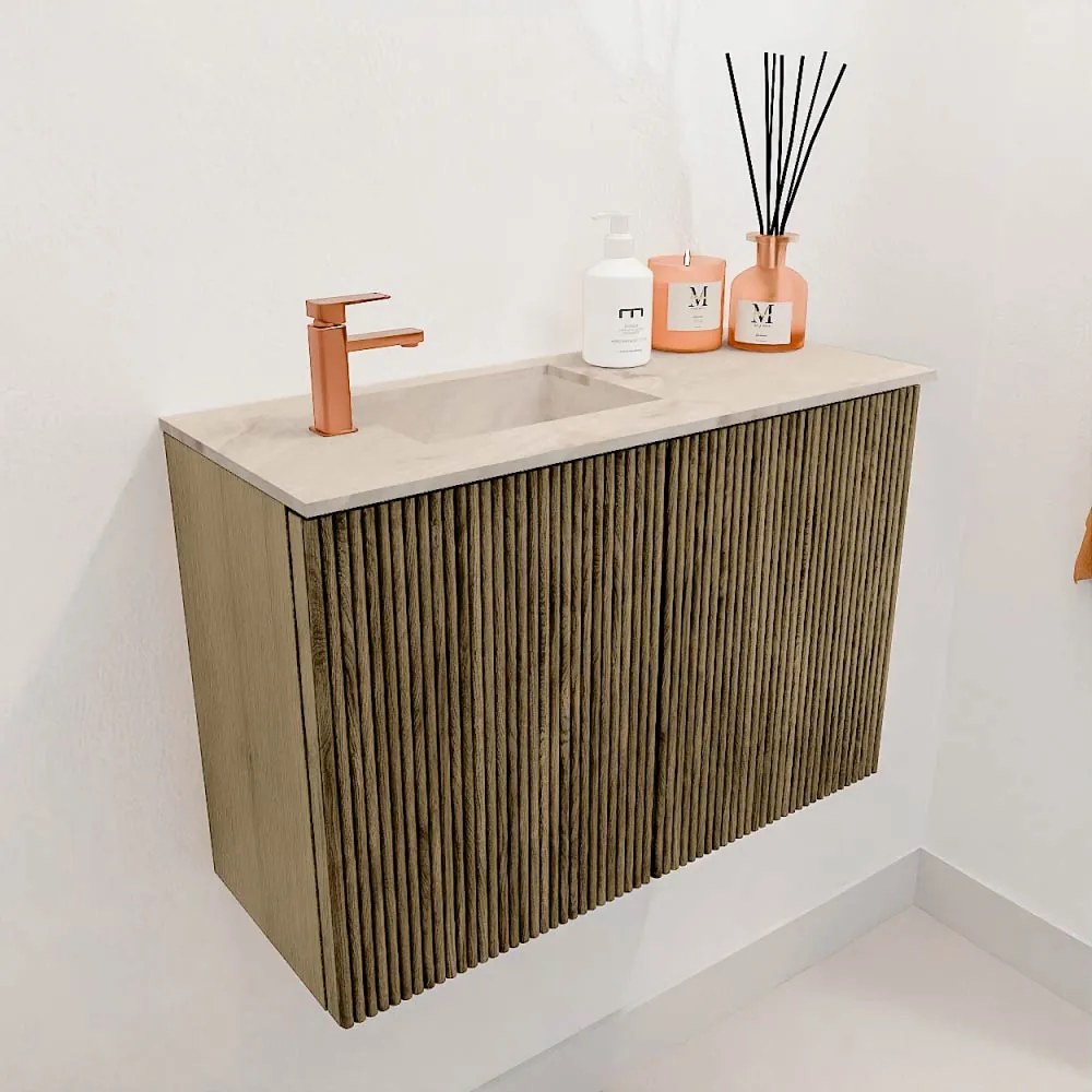 Mondiaz Joya DLux 60cm toiletmeubel dusk met wastafel faye links 1 kraangat frappe