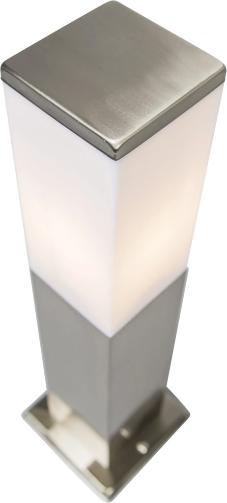 Moderne buitenlamp 45 cm staal - Malios Design, Modern E27 IP44 Buitenverlichting kubus / vierkant