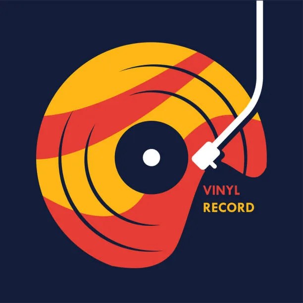 Ilustratie vinyl record music wave abstract vector, MoNuttanit