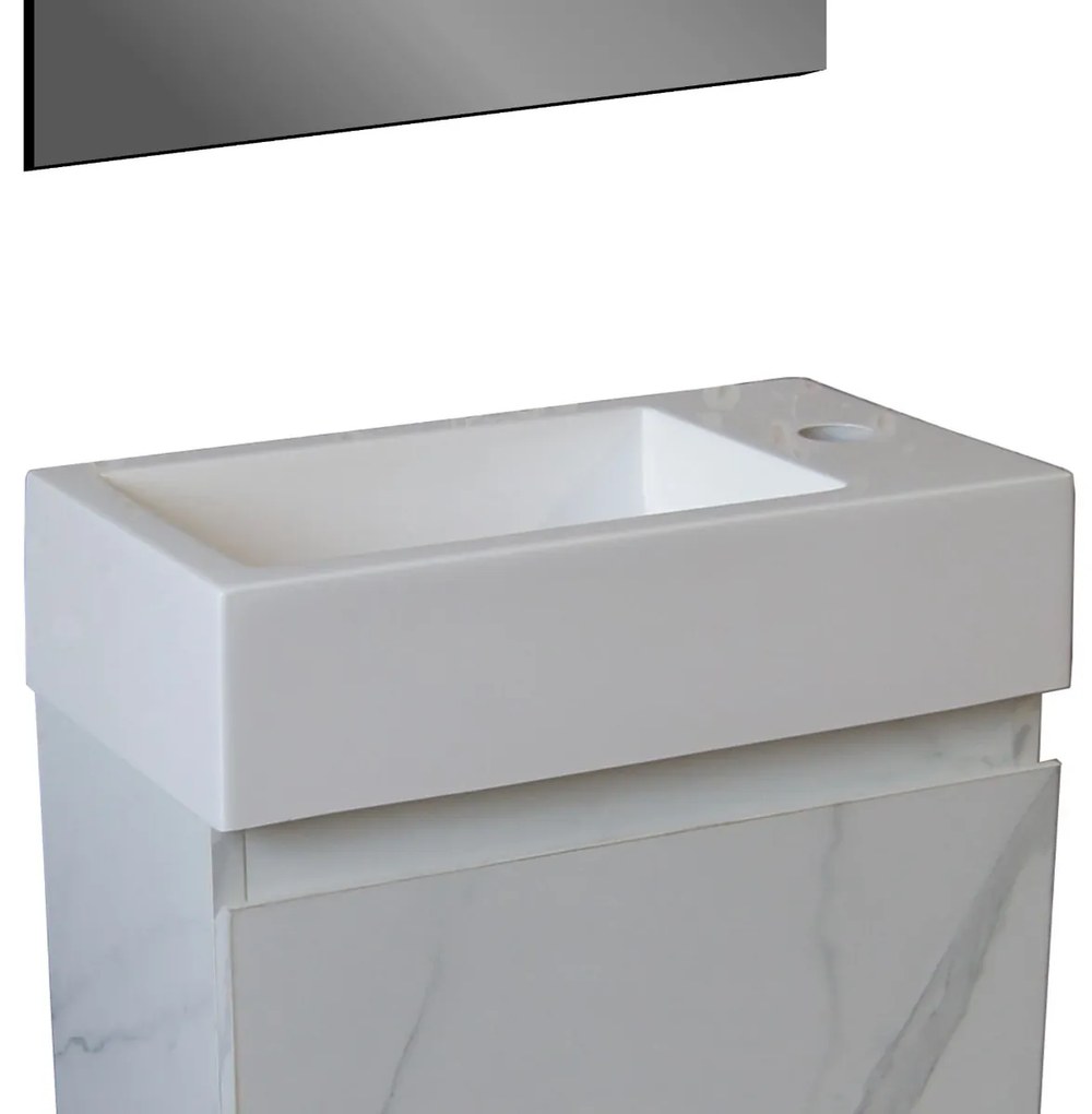 SaniGoods Mika fontein marmer met kraangat 40x22.5x10cm wit