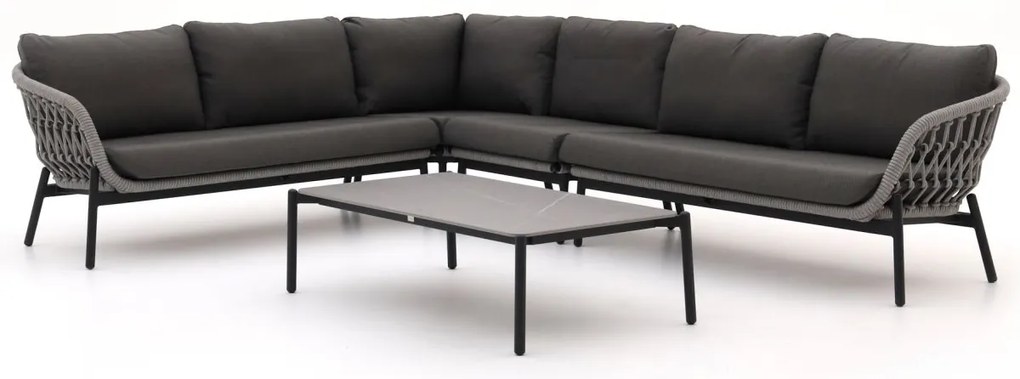 + 15% kassakorting | Hoek loungeset Bellagio  | 6 personen | Loungeset Grijs | Hoekbank Rope (touw) | 328x255cm | Kees Smit Tuinmeubelen