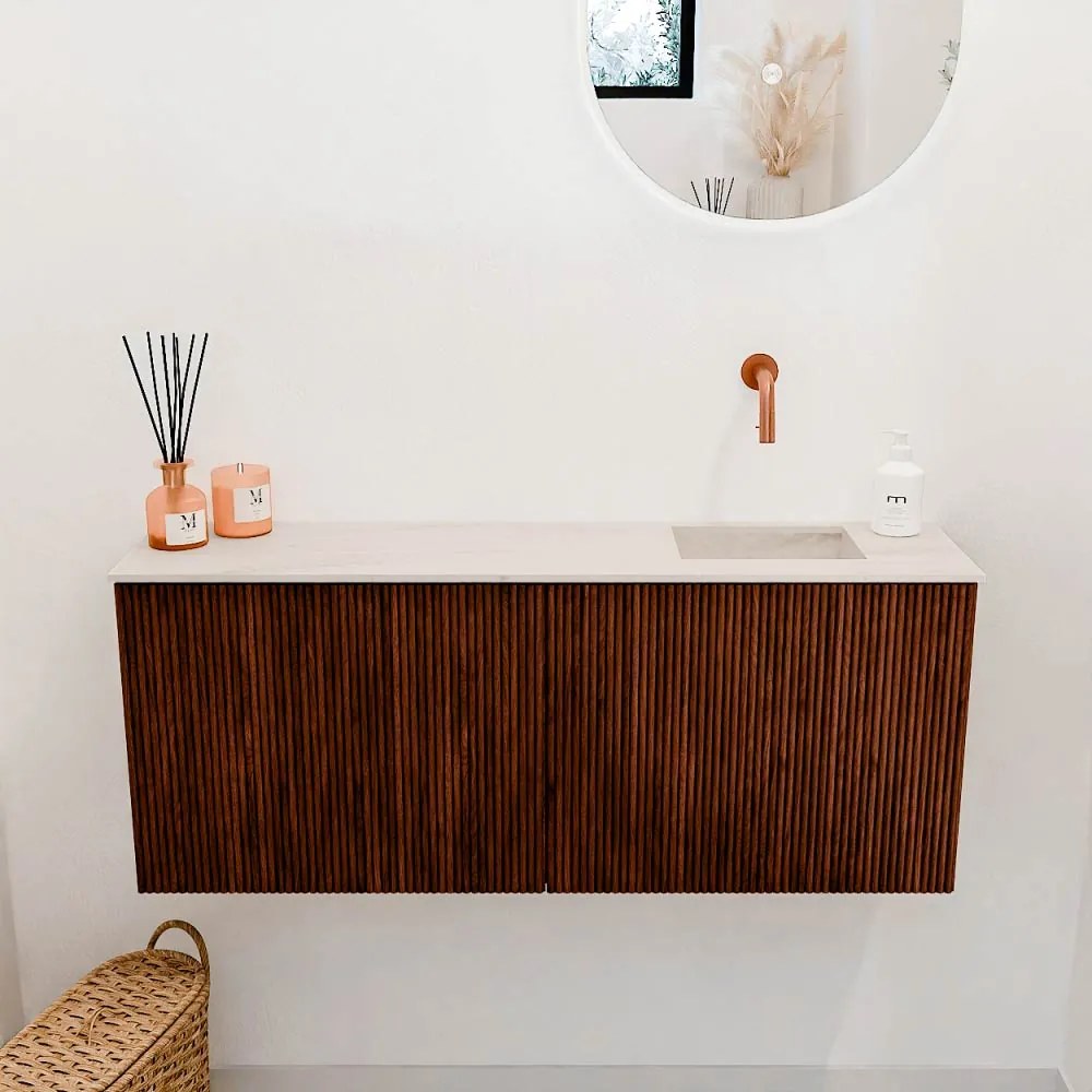 Mondiaz Joya DLux 100cm toiletmeubel ruby met wastafel faye rechts zonder kraangat meli