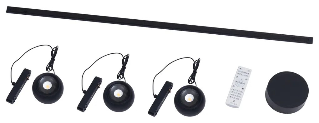 Modern railsysteem met 3 hanglampen zwart 1-fase - Magnetic Lance