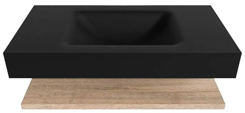 Zaro Alan badmeubel 90cm met planchet washed oak en vrijhangende wastafel cloud midden zonder kraangat urban