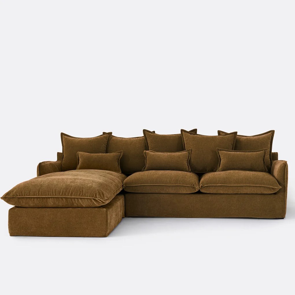 Hoekbank links, afneembare hoes, 4 zits, in gevlekt polyester, ODNA