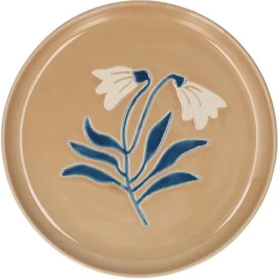 Bord, steengoed, zandkleurig, klokjesbloem, Ø16 cm