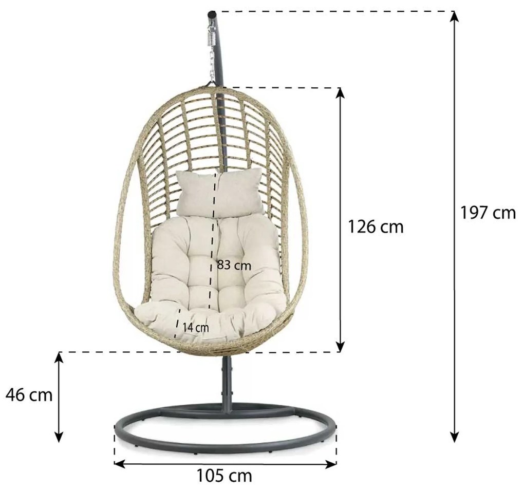 Coco Vedella Hangstoel Aluminium/wicker Taupe