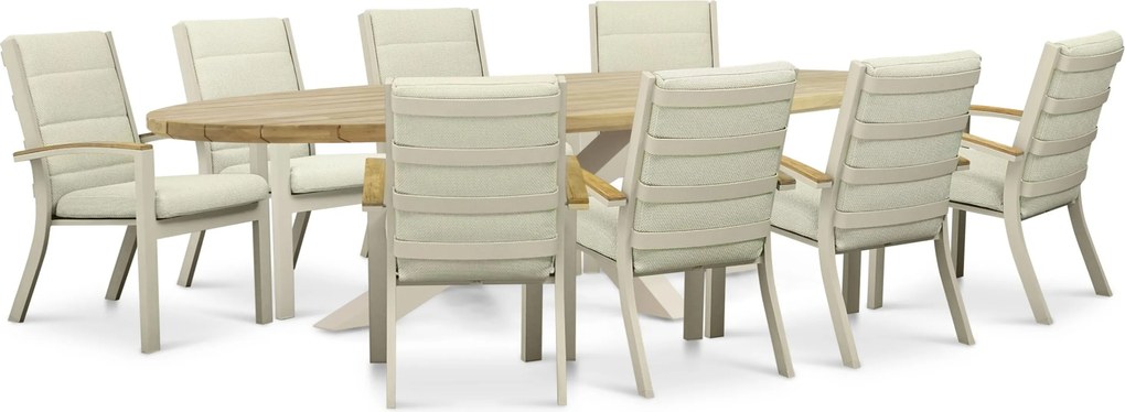 Tuinset 8 personen 280 cm Aluminium Zand/Beige Osmen Midura/Diogo