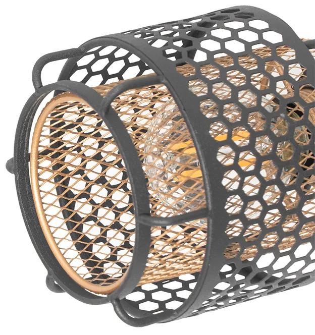 Design plafondlamp zwart met goud 4-lichts - Noud Design E14 Binnenverlichting Lamp