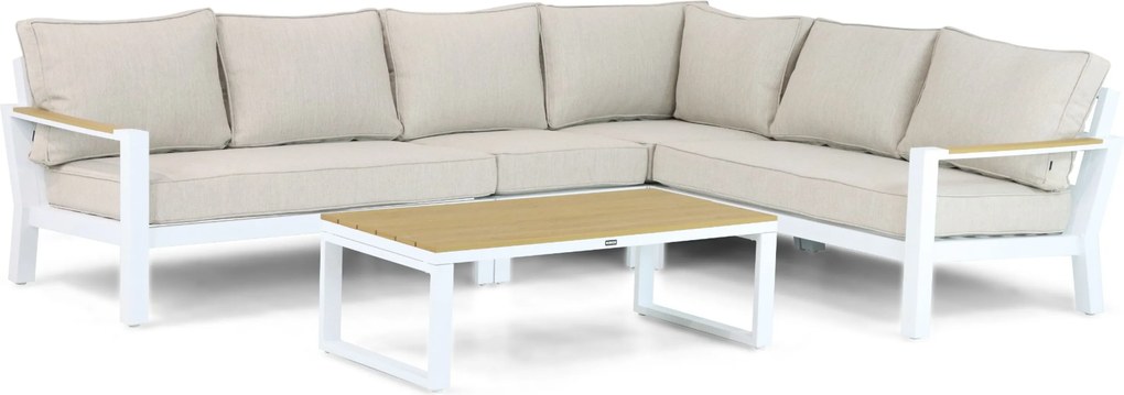 Hoek loungeset 6 personen Aluminium/Polywood (teakfinish) Wit  Lifestyle Garden Furniture Bilbao