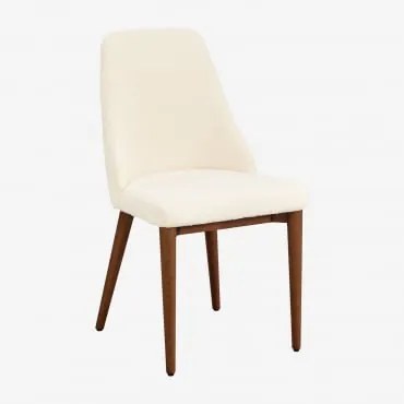 Set Van 4 Leiden Gestoffeerde Eetkamerstoelen Donker Hout & Chenille White - Sklum