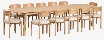 Uitschuifbare Eettafel 220-320x95 Cm Van Treveris Eikenhout En 12 Eetkamerstoelen Van Eikenhout En Chenille Bianca Eikenhout - Sklum