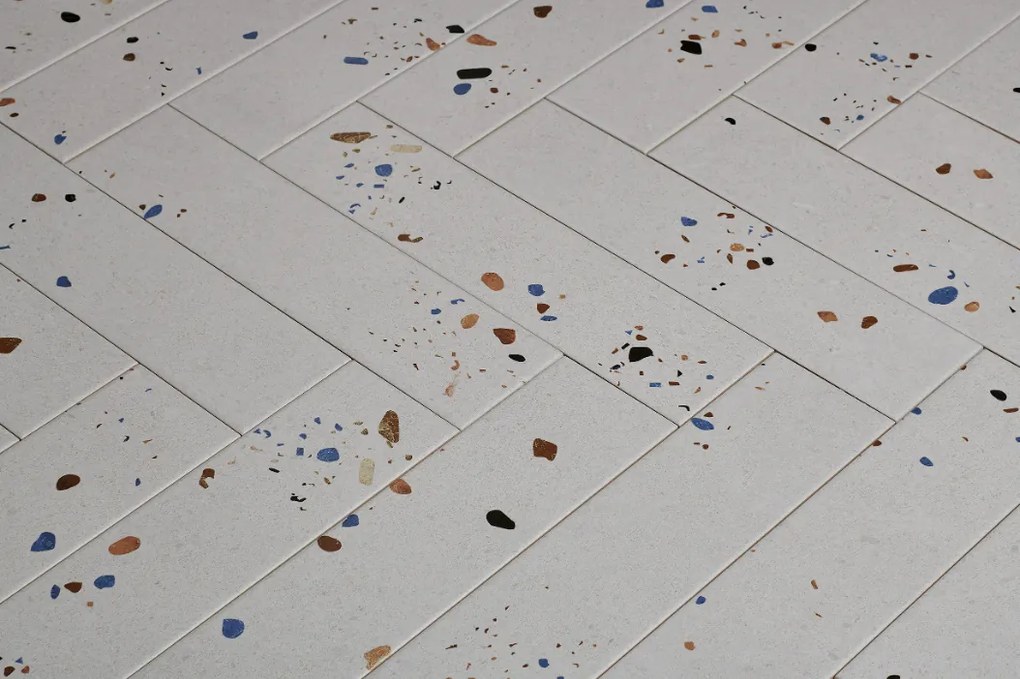 DTG Terrazzo wandtegel 7.5x30cm ivoor mat